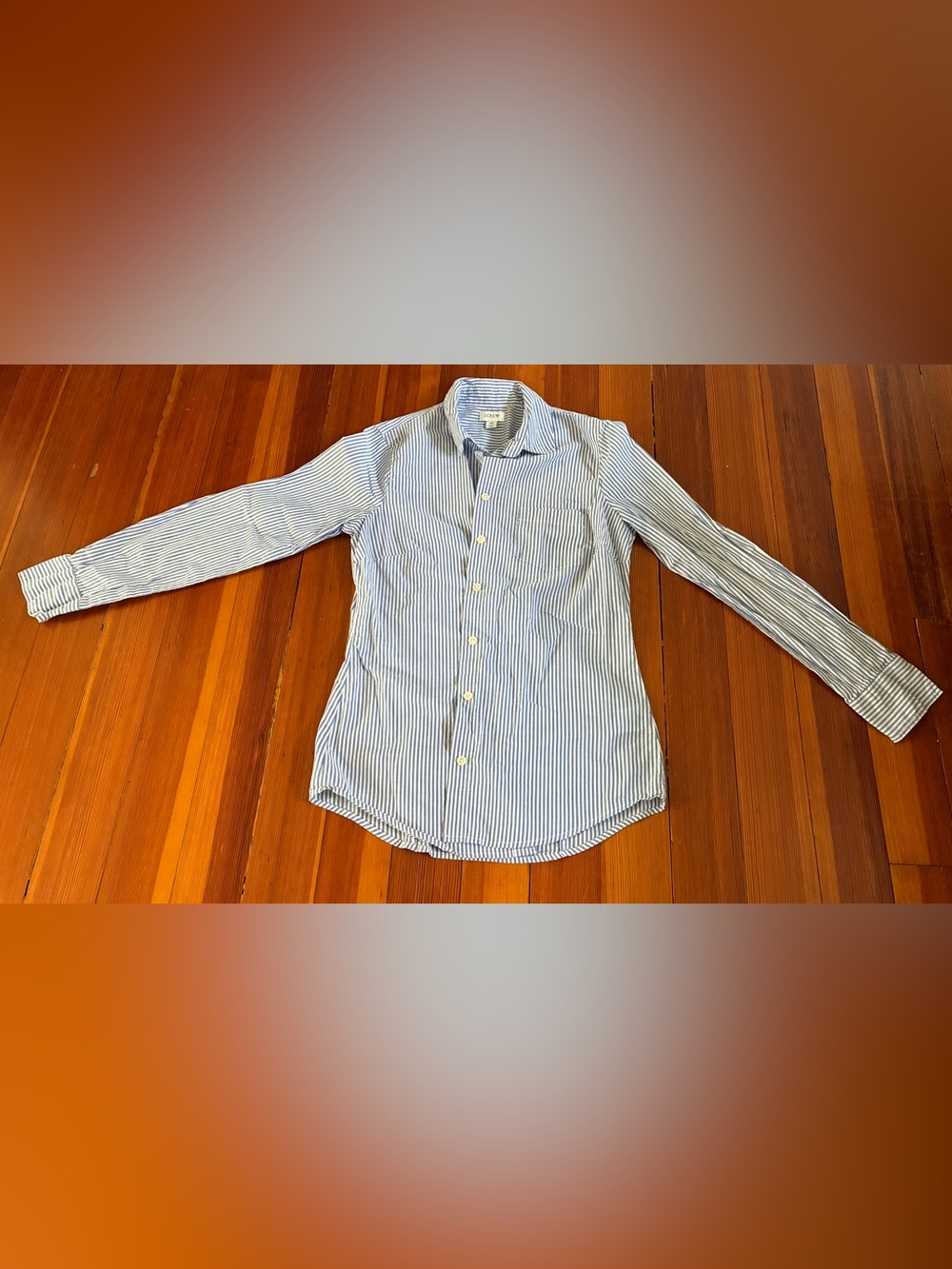J. Crew Blue and White Stripe Button-Down Shirt